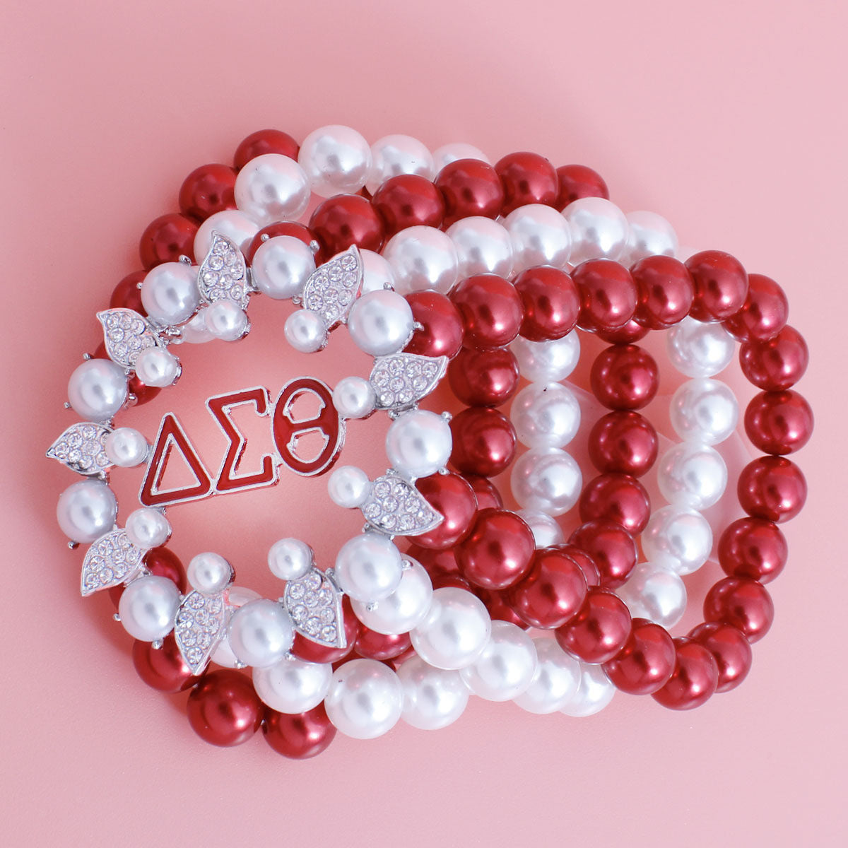 DST Bracelet Red White Pearl Delta 5 Strand for Women - Premium Wholesale Jewelry from Pinktown - Just $17! Shop now at chiquestyles