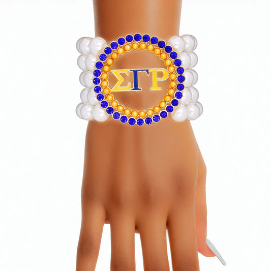 Pearl Bracelet Sigma Gamma Blue Gold for Women - Premium Wholesale Jewelry from Pinktown - Just $17! Shop now at chiquestyles