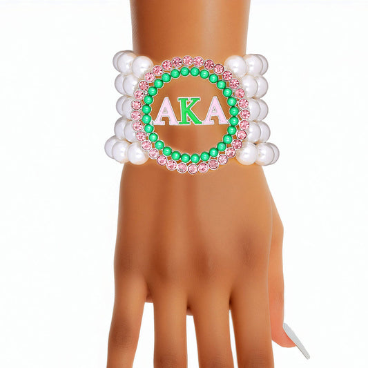 Pearl Bracelet Alpha Kappa Pink Green for Women - Premium Wholesale Jewelry from Pinktown - Just $17! Shop now at chiquestyles