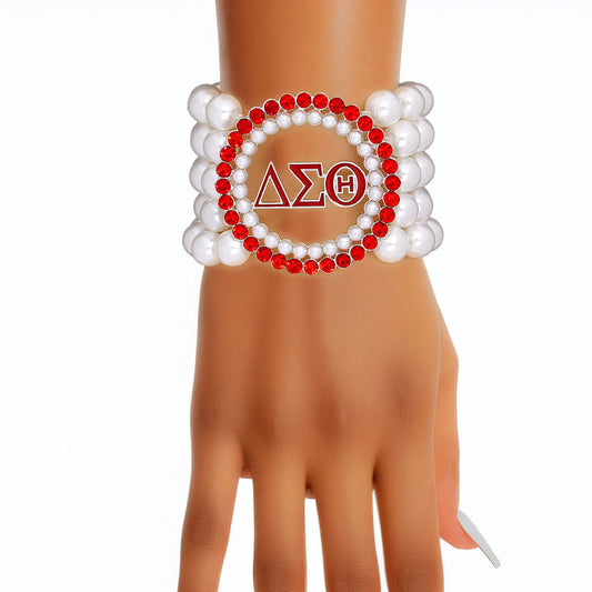 DST Pearl Red White Stackable Bracelet - Premium Wholesale Jewelry from Pinktown - Just $17! Shop now at chiquestyles