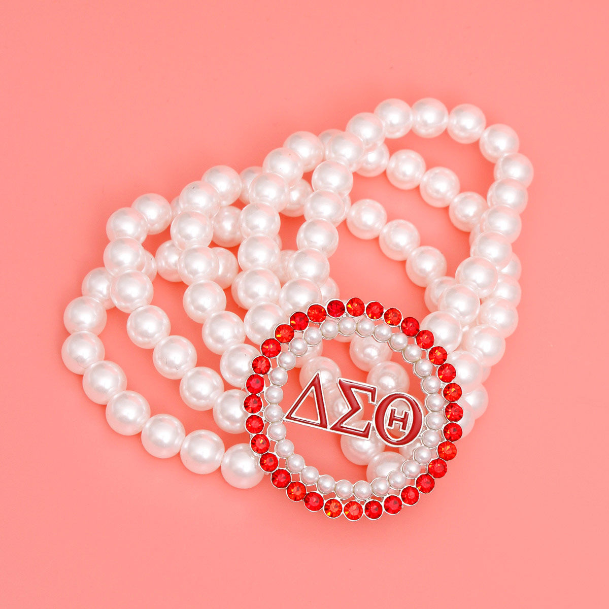 DST Pearl Red White Stackable Bracelet - Premium Wholesale Jewelry from Pinktown - Just $17! Shop now at chiquestyles