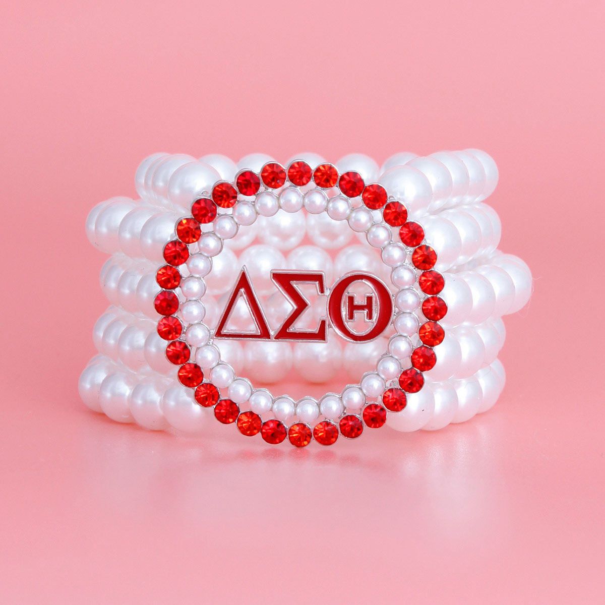 DST Pearl Red White Stackable Bracelet - Premium Wholesale Jewelry from Pinktown - Just $17! Shop now at chiquestyles
