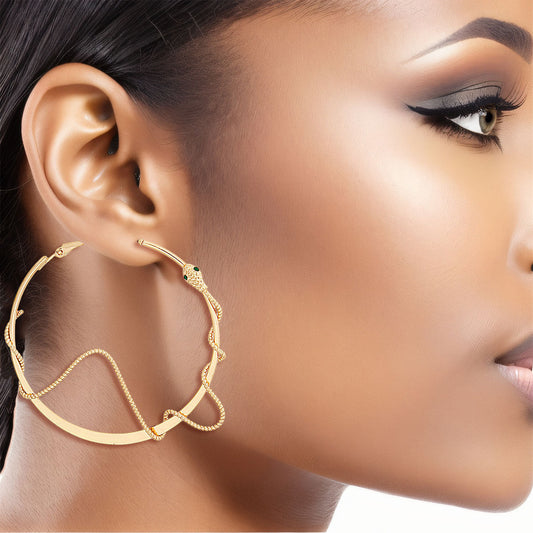 Gold Snake Wrapped Hoops|2 inches - Premium Wholesale Jewelry from Pinktown - Just $13! Shop now at chiquestyles