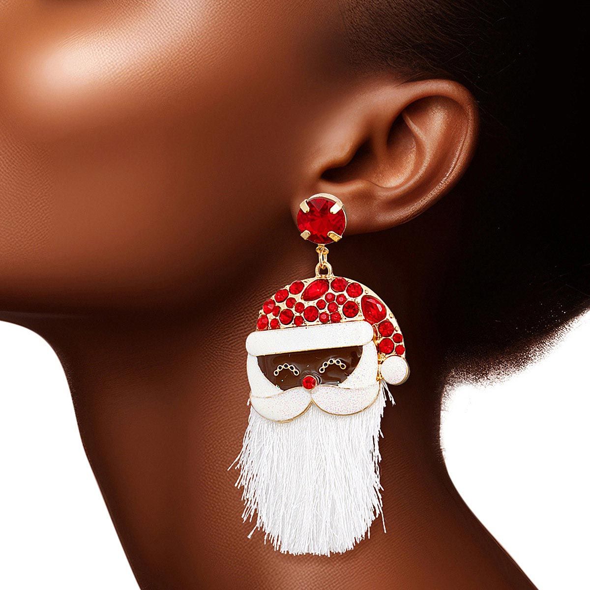 Dangle Red Large Black Santa Earrings for Women|3 x 1.45 inches - Premium Wholesale Jewelry from Pinktown - Just $16! Shop now at chiquestyles
