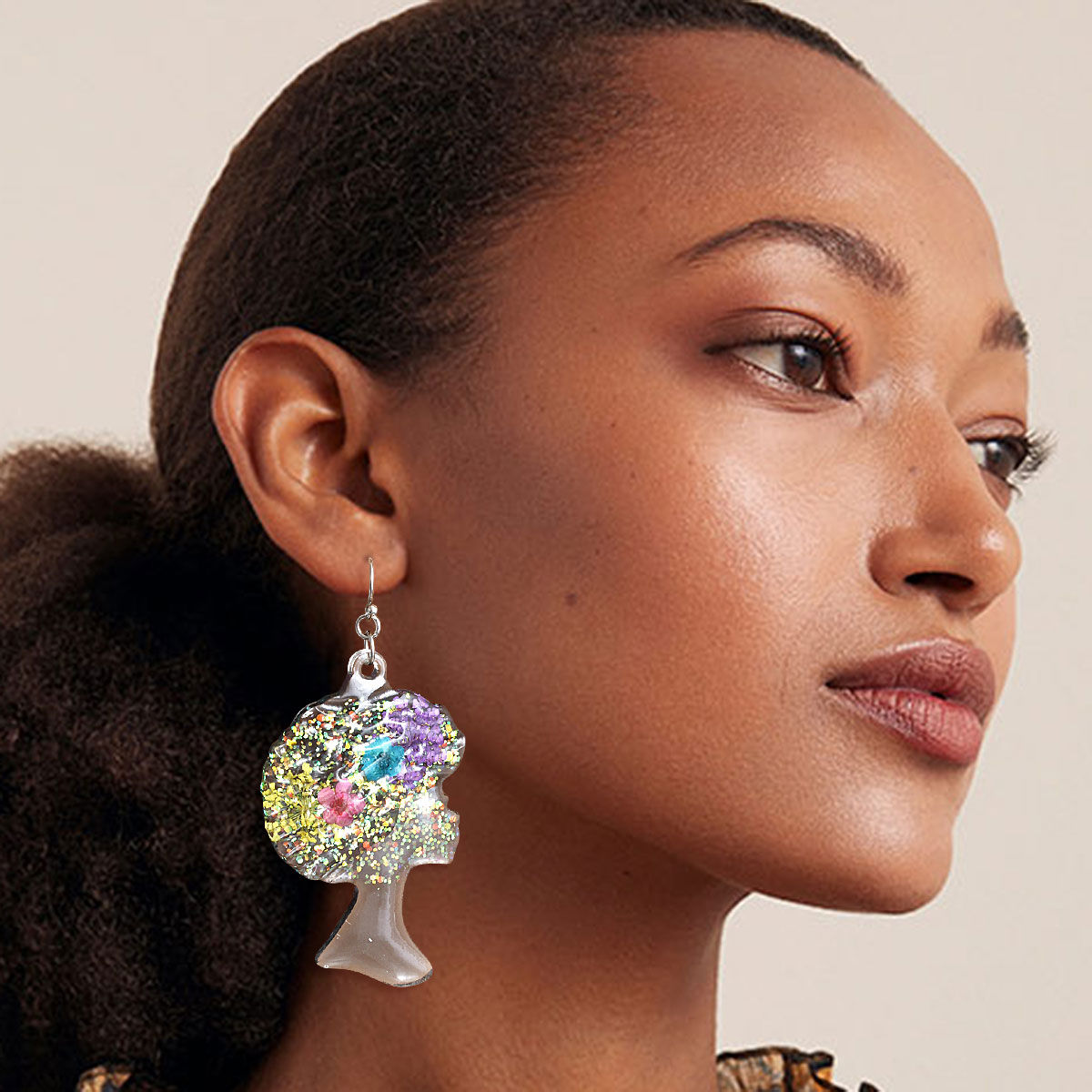 Black Afro Flower Earrings|3 inches - Premium Wholesale Jewelry from Pinktown - Just $14! Shop now at chiquestyles