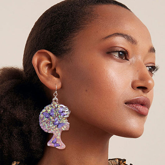 Purple Afro Butterfly Earrings|3 inches - Premium Wholesale Jewelry from Pinktown - Just $14! Shop now at chiquestyles