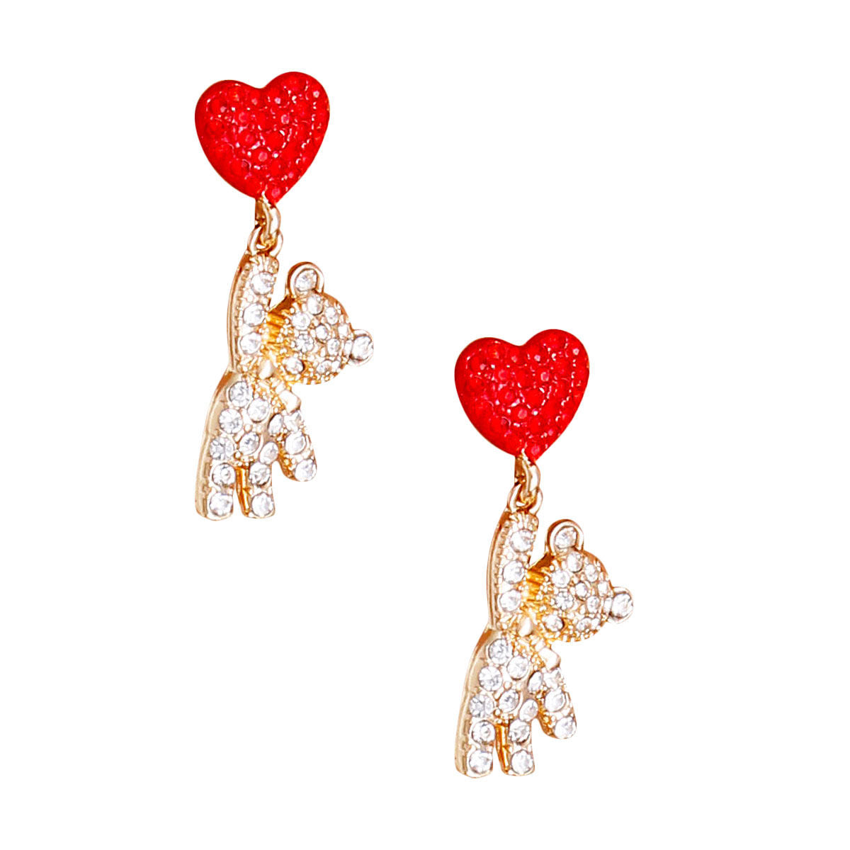 Gold Rhinestone Teddy Bear Earrings - Premium Wholesale Jewelry from Pinktown - Just $9! Shop now at chiquestyles