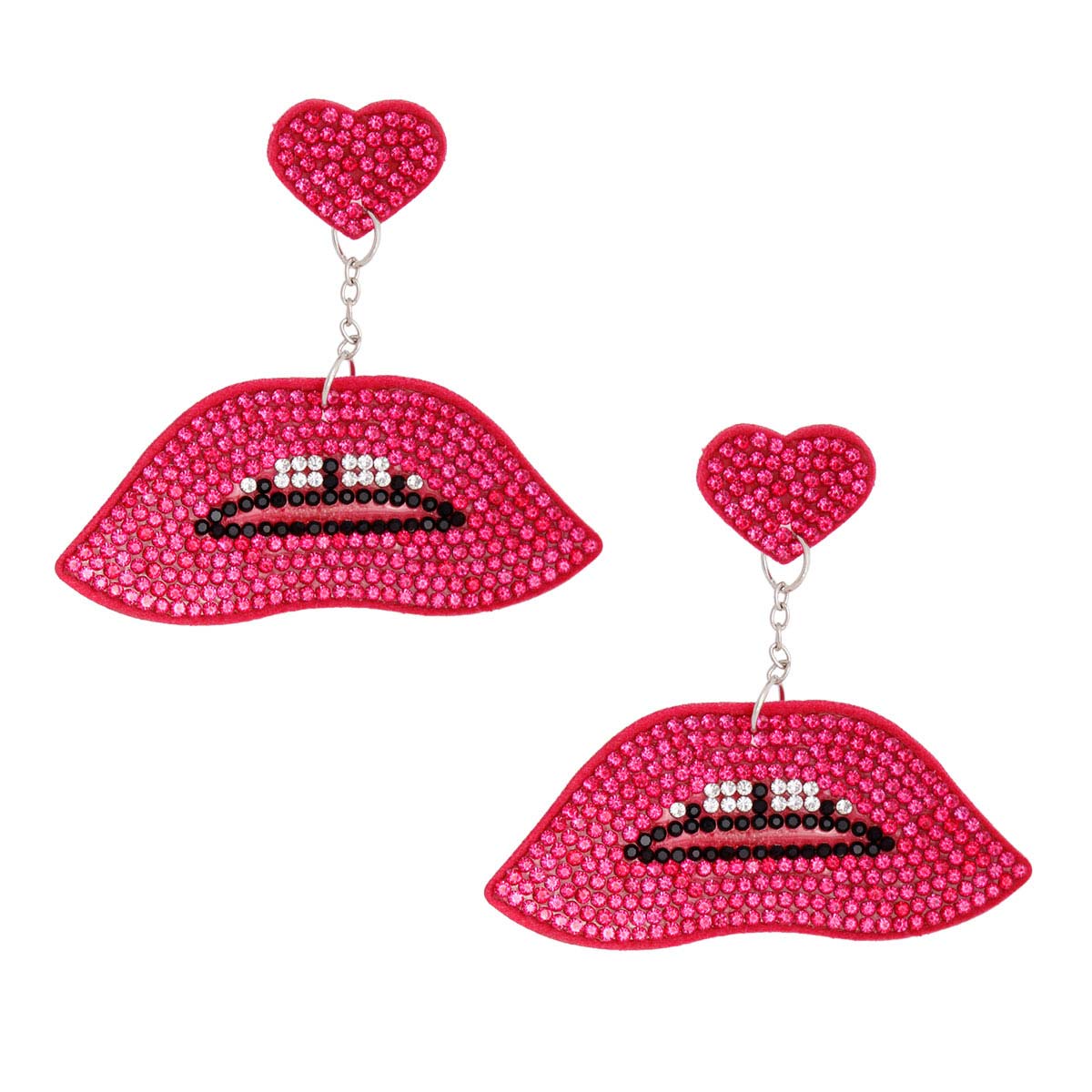 Fuchsia Lips Heart Earrings|2.75 inches - Premium Wholesale Jewelry from Pinktown - Just $11! Shop now at chiquestyles