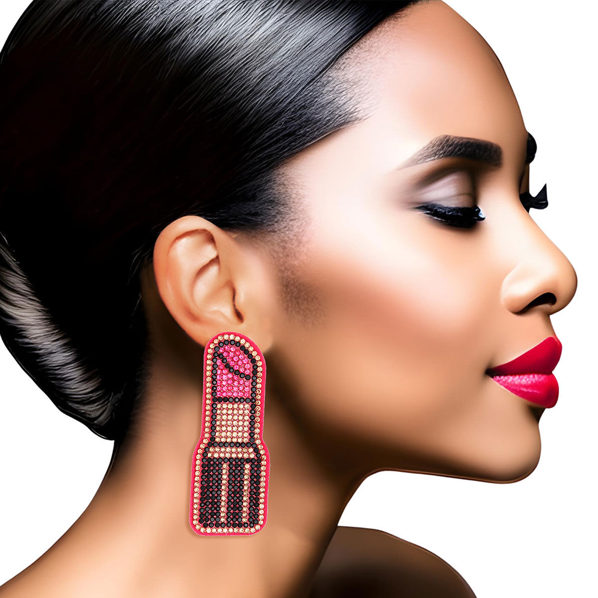 Fuchsia Lipstick Earrings|3 inches - Premium Wholesale Jewelry from Pinktown - Just $11! Shop now at chiquestyles