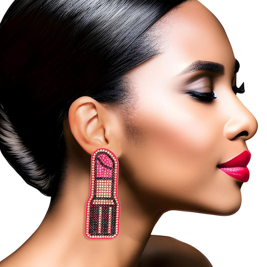 Fuchsia Lipstick Earrings|3 inches - Premium Wholesale Jewelry from Pinktown - Just $11! Shop now at chiquestyles