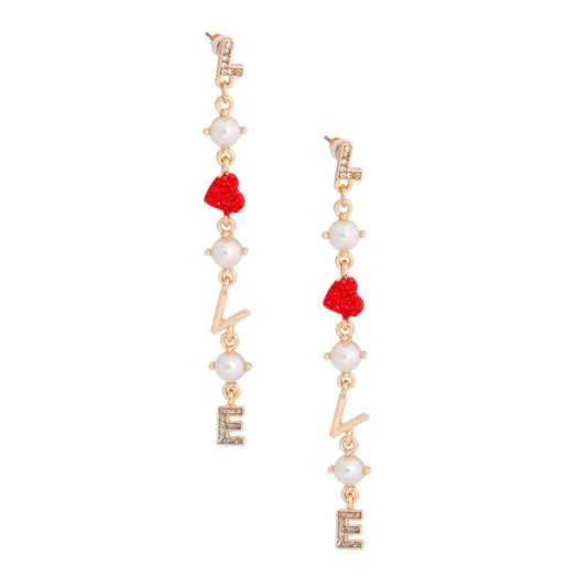 LOVE Pearl Heart Gold Earrings|3.15 inches - Premium Wholesale Jewelry from Pinktown - Just $12! Shop now at chiquestyles