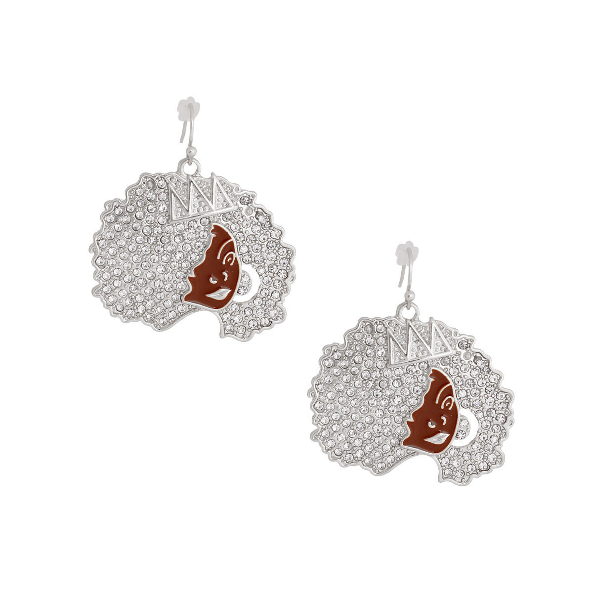 Silver Afro Queen Fishhooks|1.65 inches - Premium Wholesale Jewelry from Pinktown - Just $11! Shop now at chiquestyles