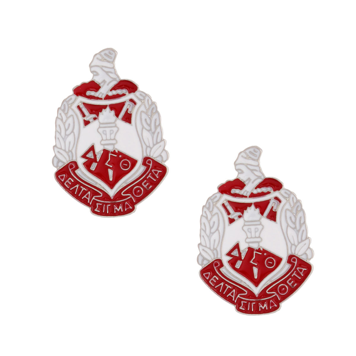 Red White Crest DST Studs|1.35 x 1 inches - Premium Wholesale Jewelry from Pinktown - Just $12! Shop now at chiquestyles
