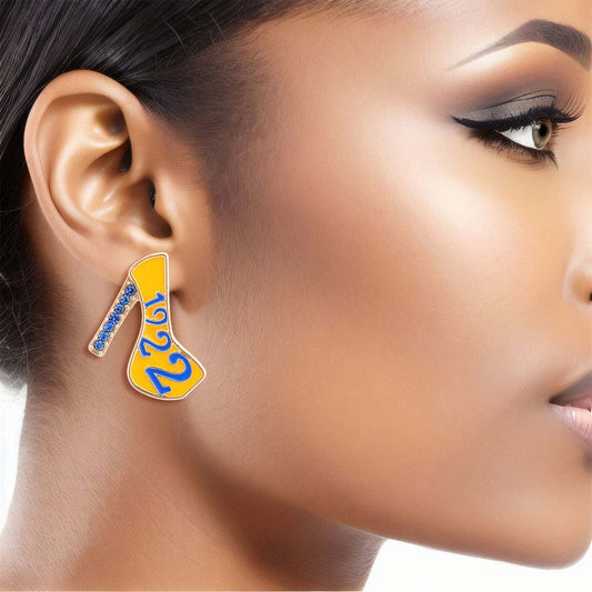 Gold Blue Platform Studs|1.2 x 1.25 inches - Premium Wholesale Jewelry from Pinktown - Just $10! Shop now at chiquestyles