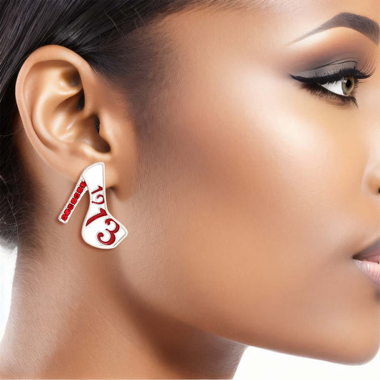 Red White Platform DST Studs|1.2 x 1.25 inches - Premium Wholesale Jewelry from Pinktown - Just $10! Shop now at chiquestyles