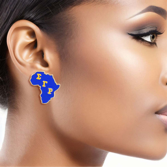 Gold Blue Africa Studs|1.2  x 1.1 inches - Premium Wholesale Jewelry from Pinktown - Just $10! Shop now at chiquestyles