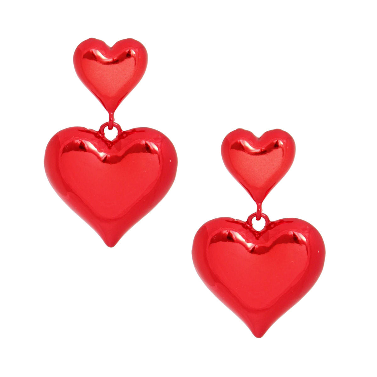 Dangle Red Med Puffy Metal Heart Earrings Women - Premium Wholesale Jewelry from Pinktown - Just $11! Shop now at chiquestyles
