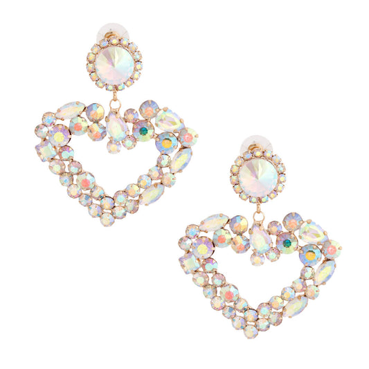Gold Multi AURBO Heart Earrings|2.45 inches - Premium Wholesale Jewelry from Pinktown - Just $16! Shop now at chiquestyles