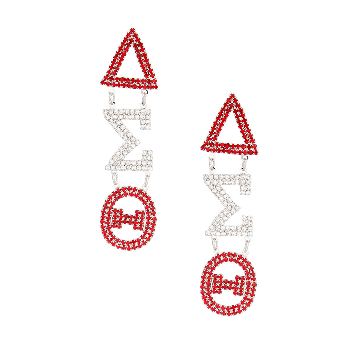 Dangle Red Medium Soror Delta Earrings - Premium Wholesale Jewelry from Pinktown - Just $19! Shop now at chiquestyles