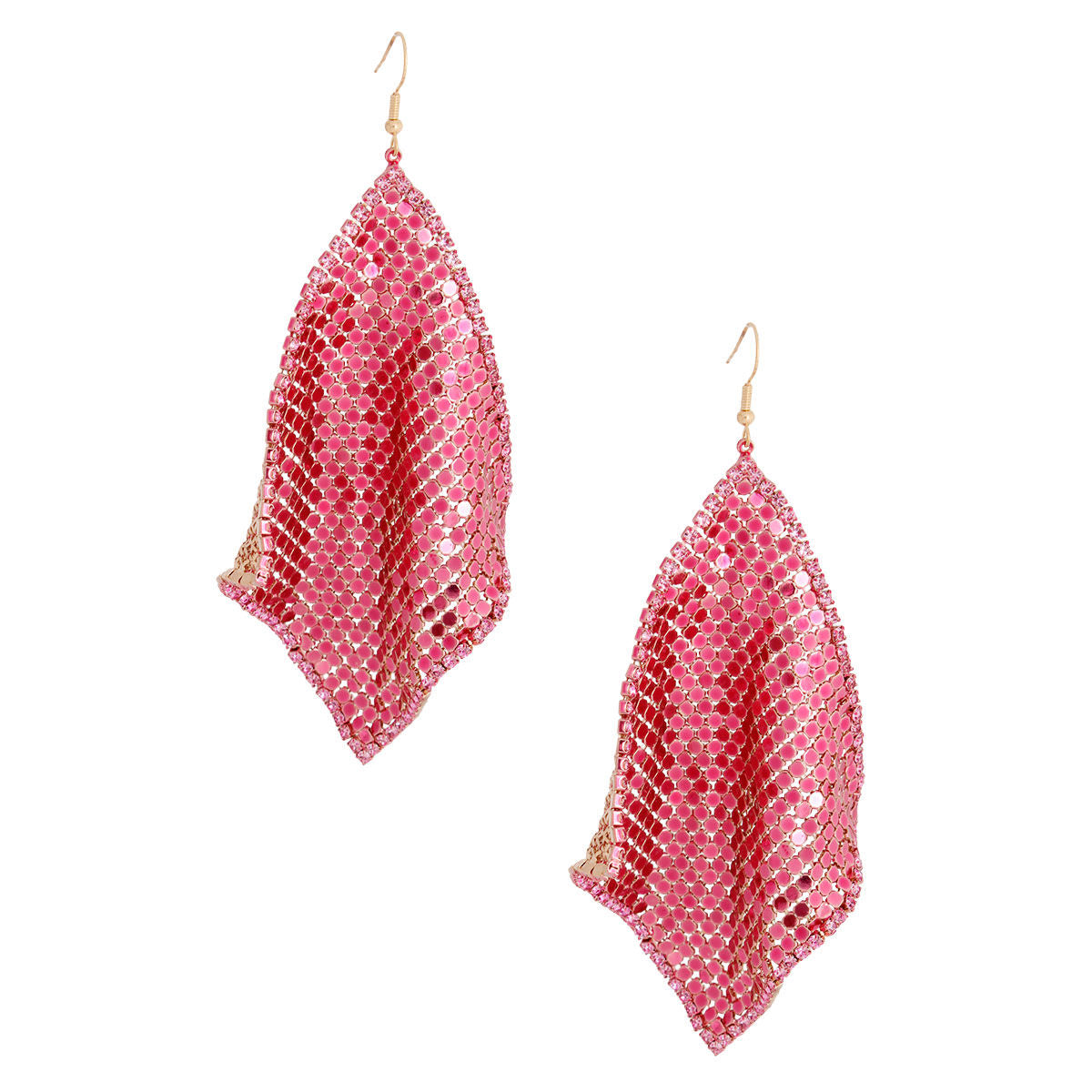 Pink Mesh Chainmail Earrings|4.5 inches - Premium Wholesale Jewelry from Pinktown - Just $14! Shop now at chiquestyles