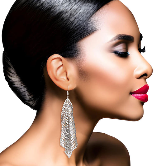 Silver Mesh Chainmail Earrings|4.5 inches - Premium Wholesale Jewelry from Pinktown - Just $14! Shop now at chiquestyles