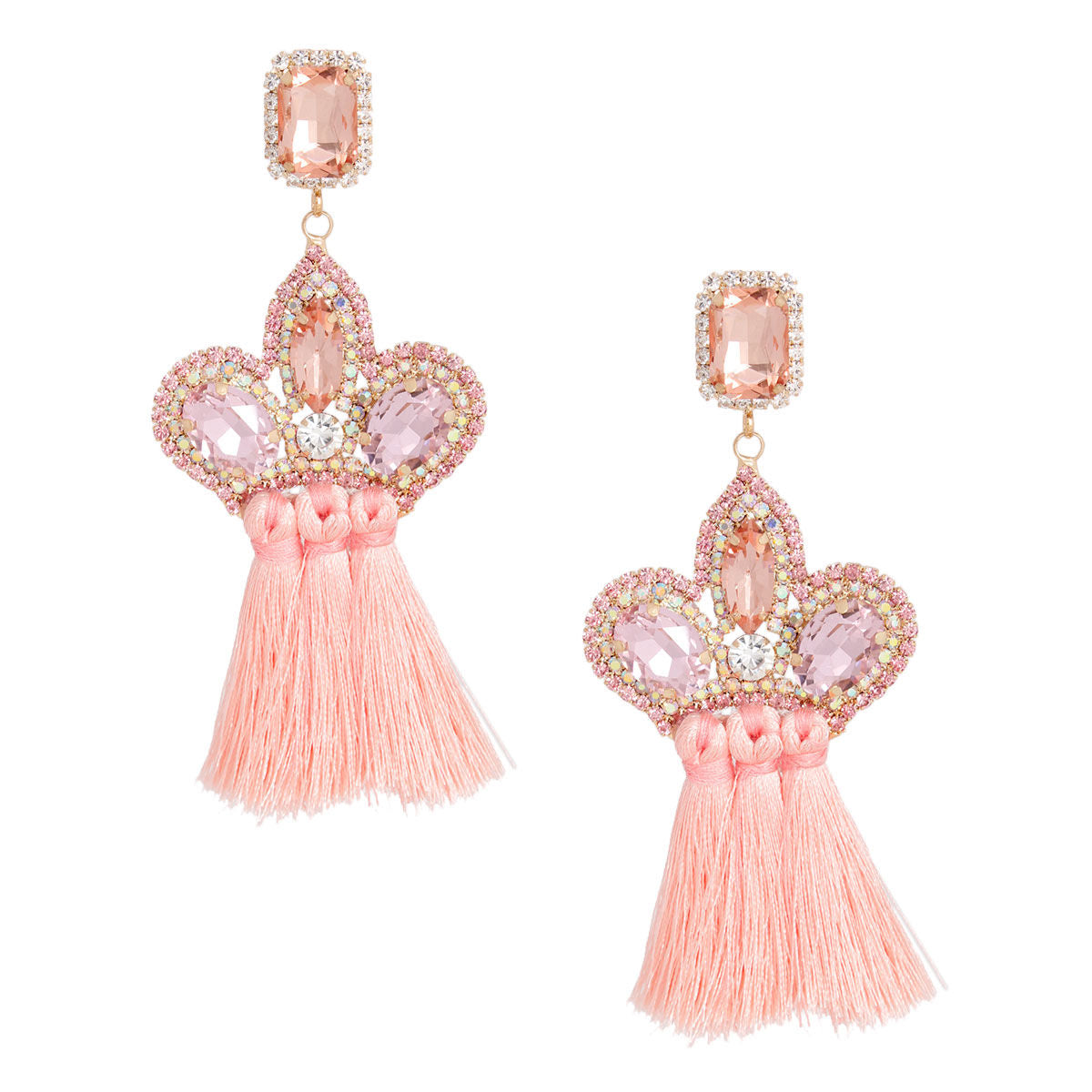 Pink Triple Tassel Stone Earrings|4 inches - Premium Wholesale Jewelry from Pinktown - Just $13! Shop now at chiquestyles