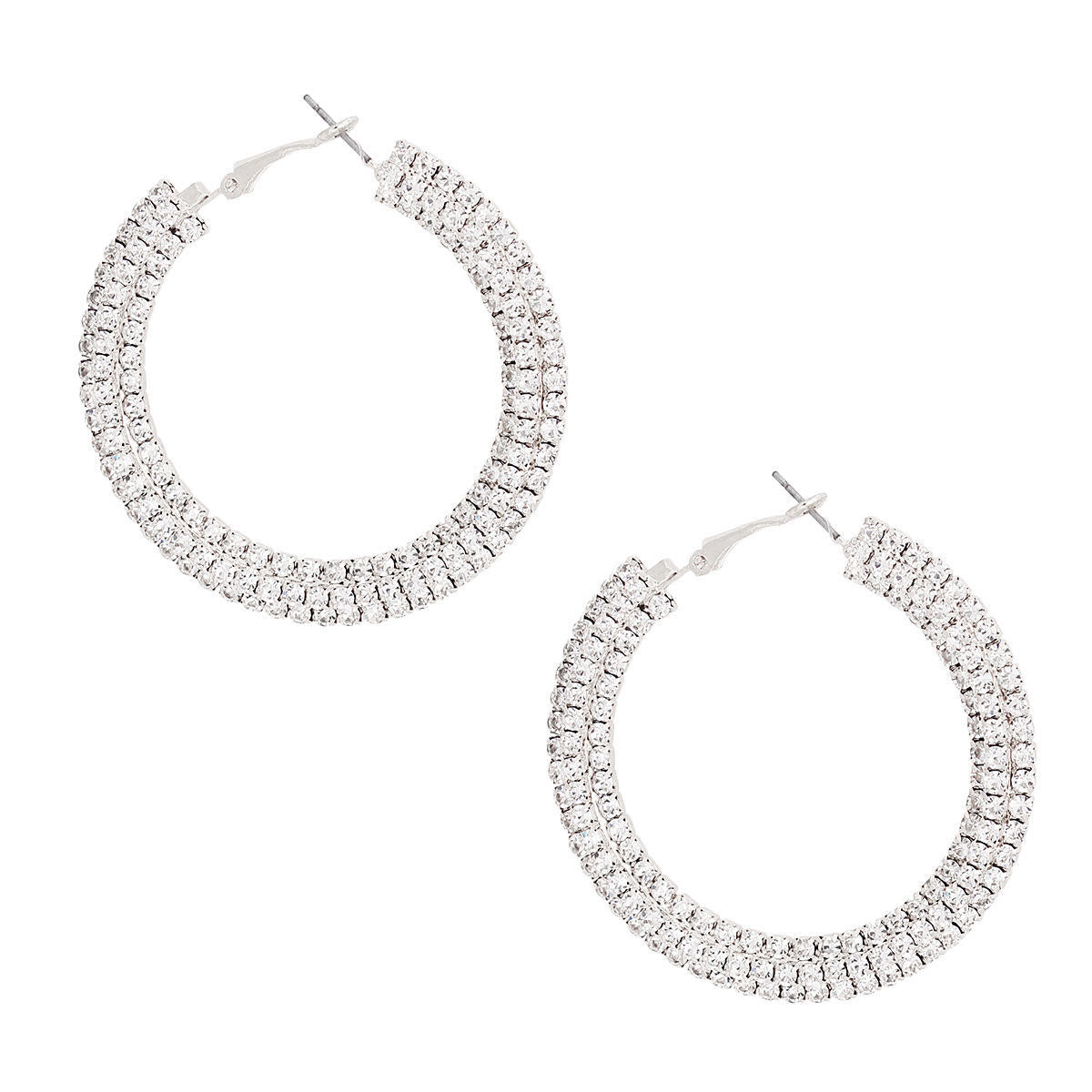 Silver Stacked Pave 55mm Hoops|2.15 inches - Premium Wholesale Jewelry from Pinktown - Just $12! Shop now at chiquestyles