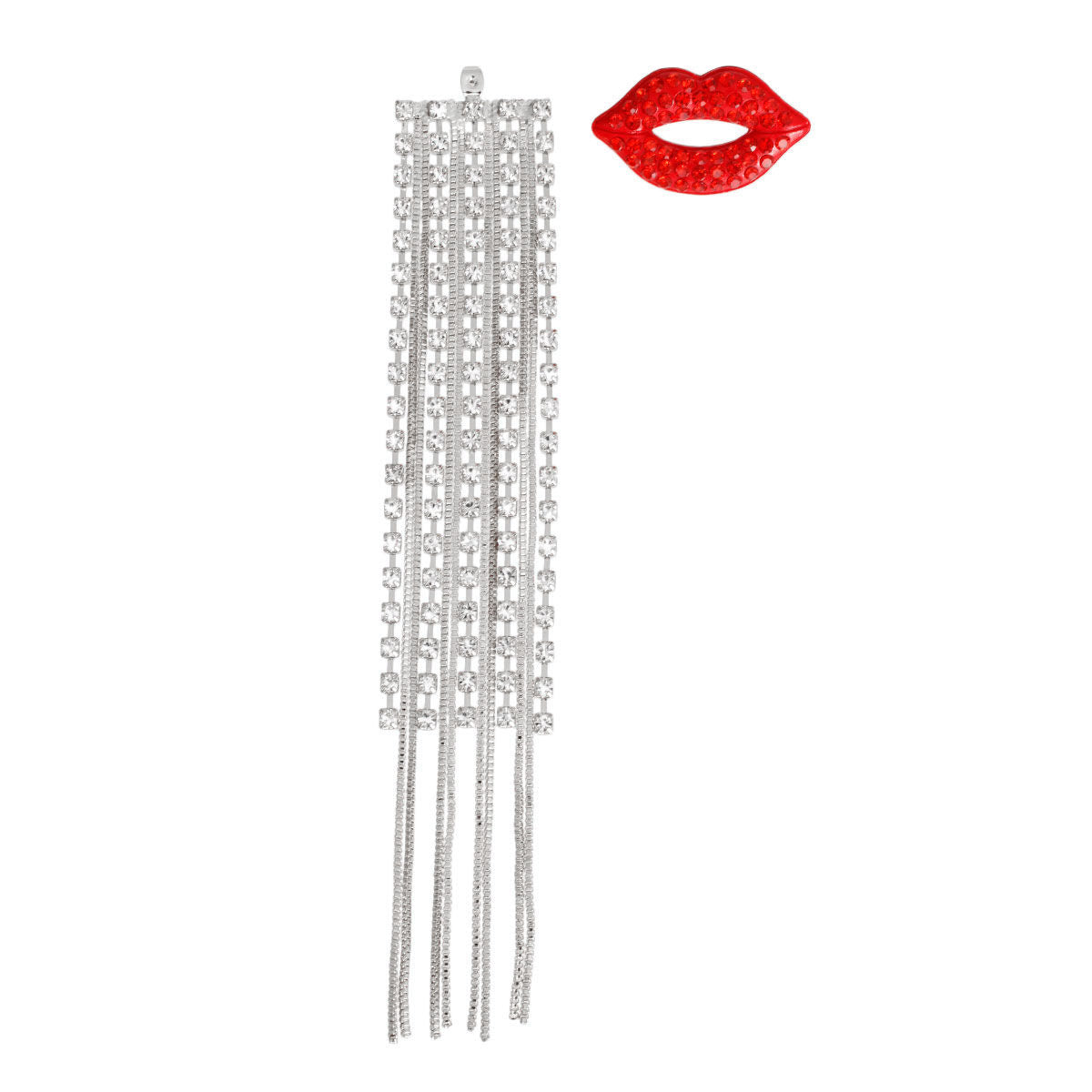 Lips Shoulder Duster Silver Earrings|6.75 inches - Premium Wholesale Jewelry from Pinktown - Just $17! Shop now at chiquestyles