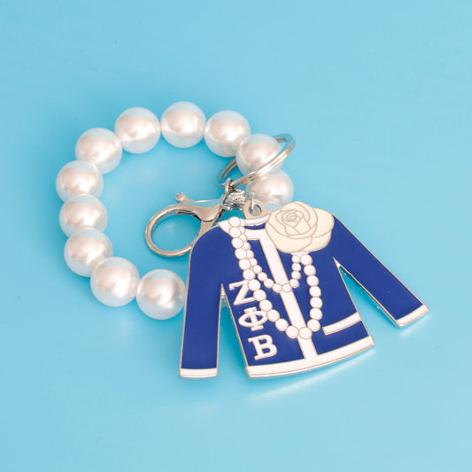Blue and White Sorority Keychain|4.25 x 3.25 inches - Premium Wholesale Fashion Accessories from Pinktown - Just $17! Shop now at chiquestyles