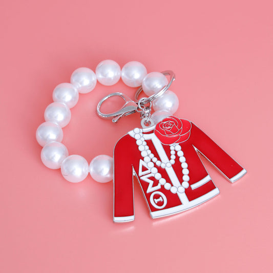 Red and White Delta Sorority Keychain|4.25 x 3.25 inches - Premium Wholesale Fashion Accessories from Pinktown - Just $17! Shop now at chiquestyles