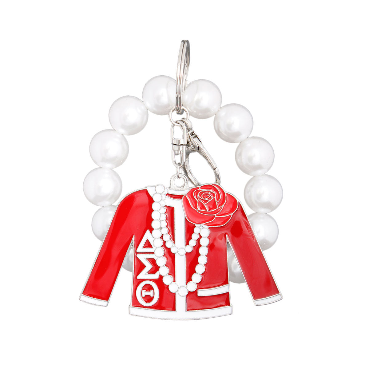 Red and White Delta Sorority Keychain|4.25 x 3.25 inches - Premium Wholesale Fashion Accessories from Pinktown - Just $17! Shop now at chiquestyles