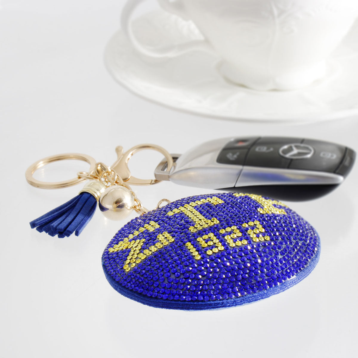 Blue Gold Padded Sorority Keychain|7 x 3.10 inches - Premium Wholesale Fashion Accessories from Pinktown - Just $10! Shop now at chiquestyles