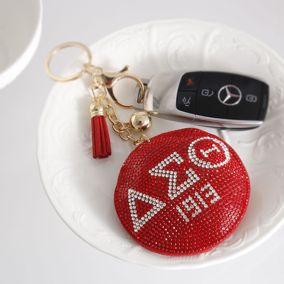 Red Padded DST Keychain|7 x 3.10 inches - Premium Wholesale Fashion Accessories from Pinktown - Just $10! Shop now at chiquestyles