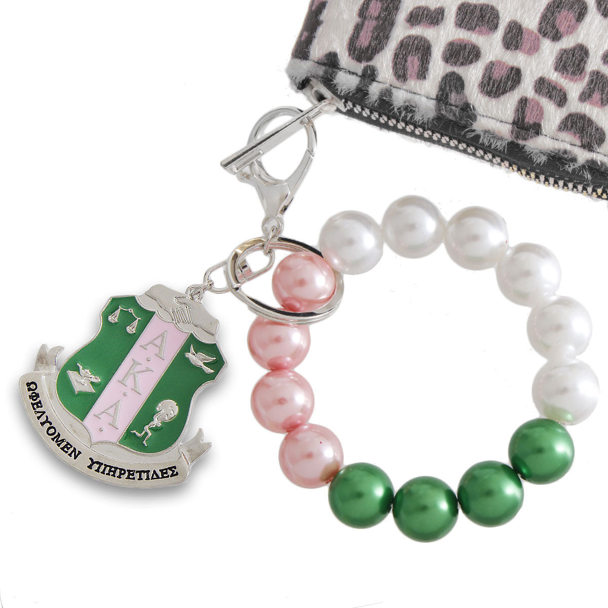 Pink Green Pearl Shield Keychain|7 x 2 inches - Premium Wholesale Fashion Accessories from Pinktown - Just $16! Shop now at chiquestyles