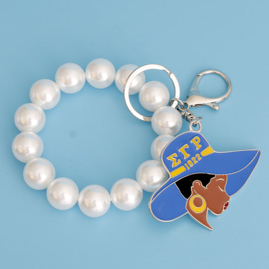 Blue Gold Hat Pearl Keychain|7.25 x 2.75 inches - Premium Wholesale Fashion Accessories from Pinktown - Just $18! Shop now at chiquestyles