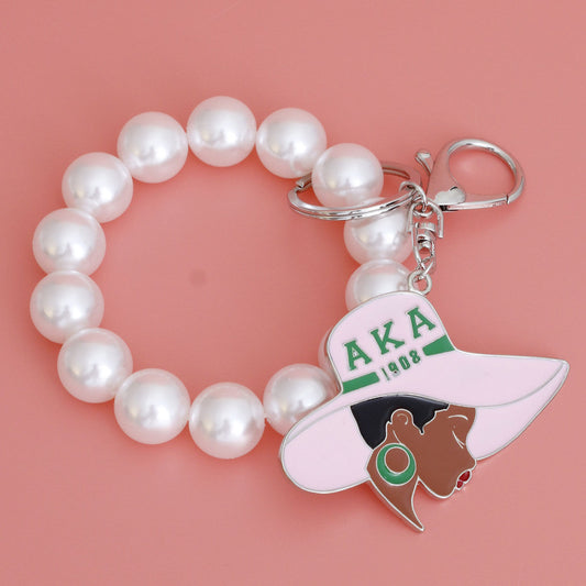 Pink Green Hat Pearl Keychain|7.25 x 2.75 inches - Premium Wholesale Fashion Accessories from Pinktown - Just $18! Shop now at chiquestyles