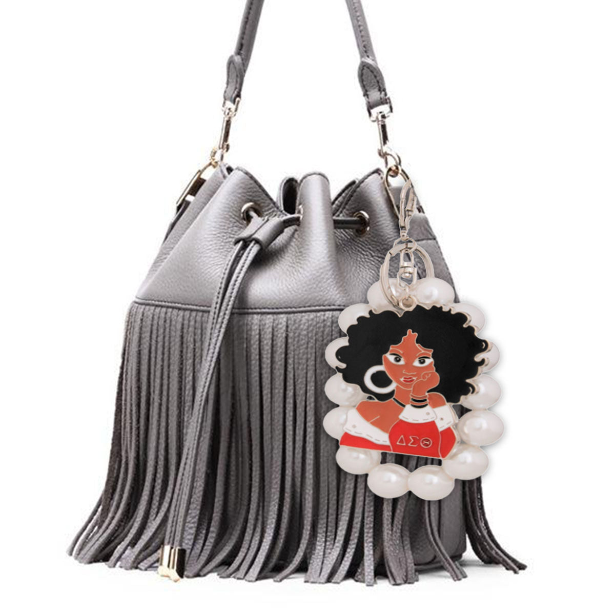 Red White Woman Pearl DST Keychain|7.85 x 2.25 inches - Premium Wholesale Fashion Accessories from Pinktown - Just $19! Shop now at chiquestyles