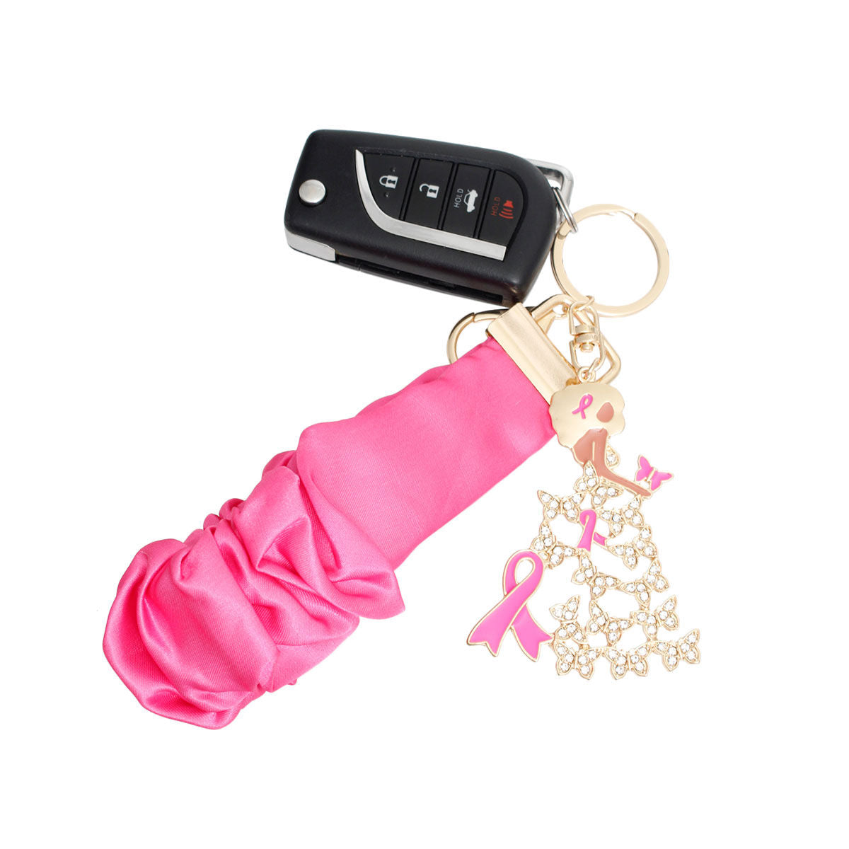 Gold Pink Wristlet Butterfly Keychain|7 x 2.25 inches - Premium Wholesale Fashion Accessories from Pinktown - Just $16! Shop now at chiquestyles
