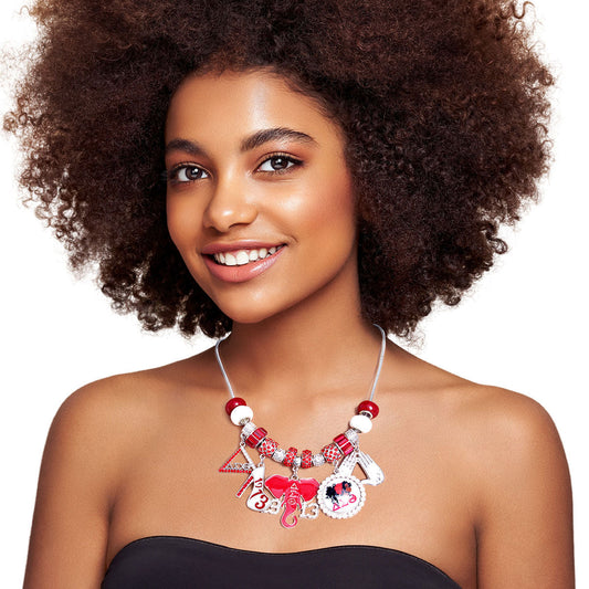 Red White DST Charm Necklace|18 inches - Premium Wholesale Jewelry from Pinktown - Just $29! Shop now at chiquestyles