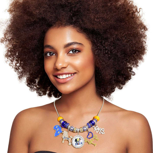 Blue Gold Sorority Charm Necklace|18 inches - Premium Wholesale Jewelry from Pinktown - Just $29! Shop now at chiquestyles