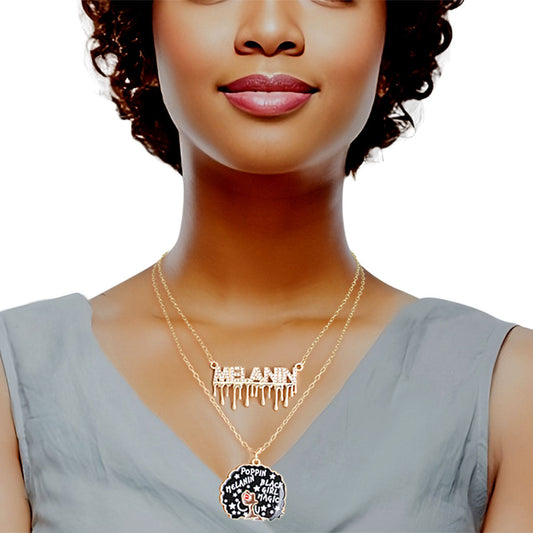 Gold Melanin Afro 2 Pcs Chains|16 - 18 inches - Premium Wholesale Jewelry from Pinktown - Just $14! Shop now at chiquestyles