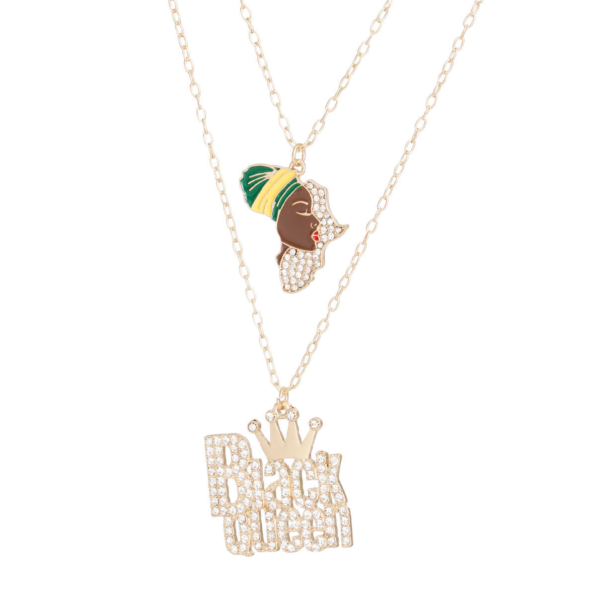 Gold Black Queen 2 Pcs Chains|16 - 18 inches - Premium Wholesale Jewelry from Pinktown - Just $14! Shop now at chiquestyles