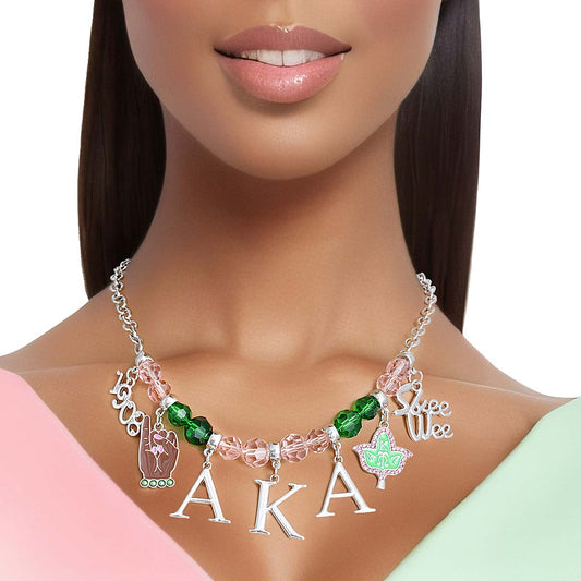 Pink Green Bead AKA Necklace|17 + 3 inches - Premium Wholesale Jewelry from Pinktown - Just $19! Shop now at chiquestyles
