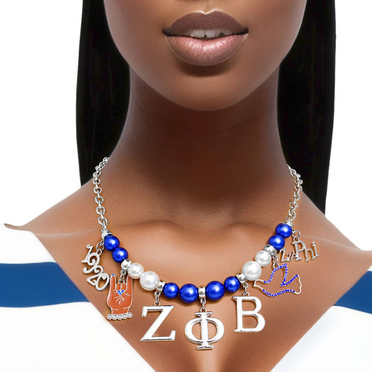 Blue White Pearl Zeta Necklace|17 + 3 inches - Premium Wholesale Jewelry from Pinktown - Just $19! Shop now at chiquestyles