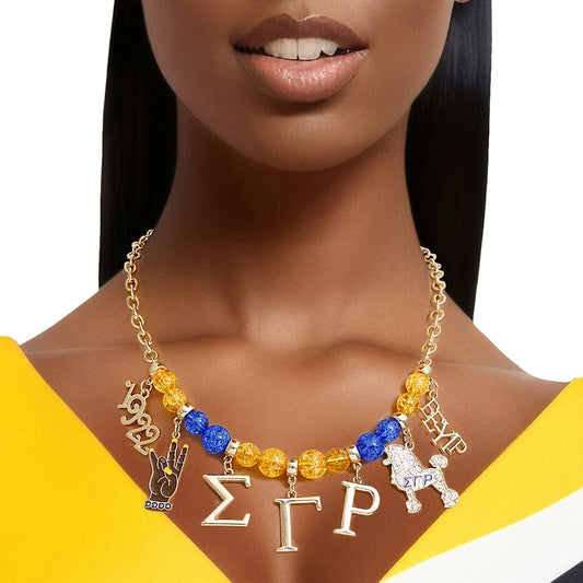 Blue Bead Sigma Necklace|17 + 3 inches - Premium Wholesale Jewelry from Pinktown - Just $19! Shop now at chiquestyles