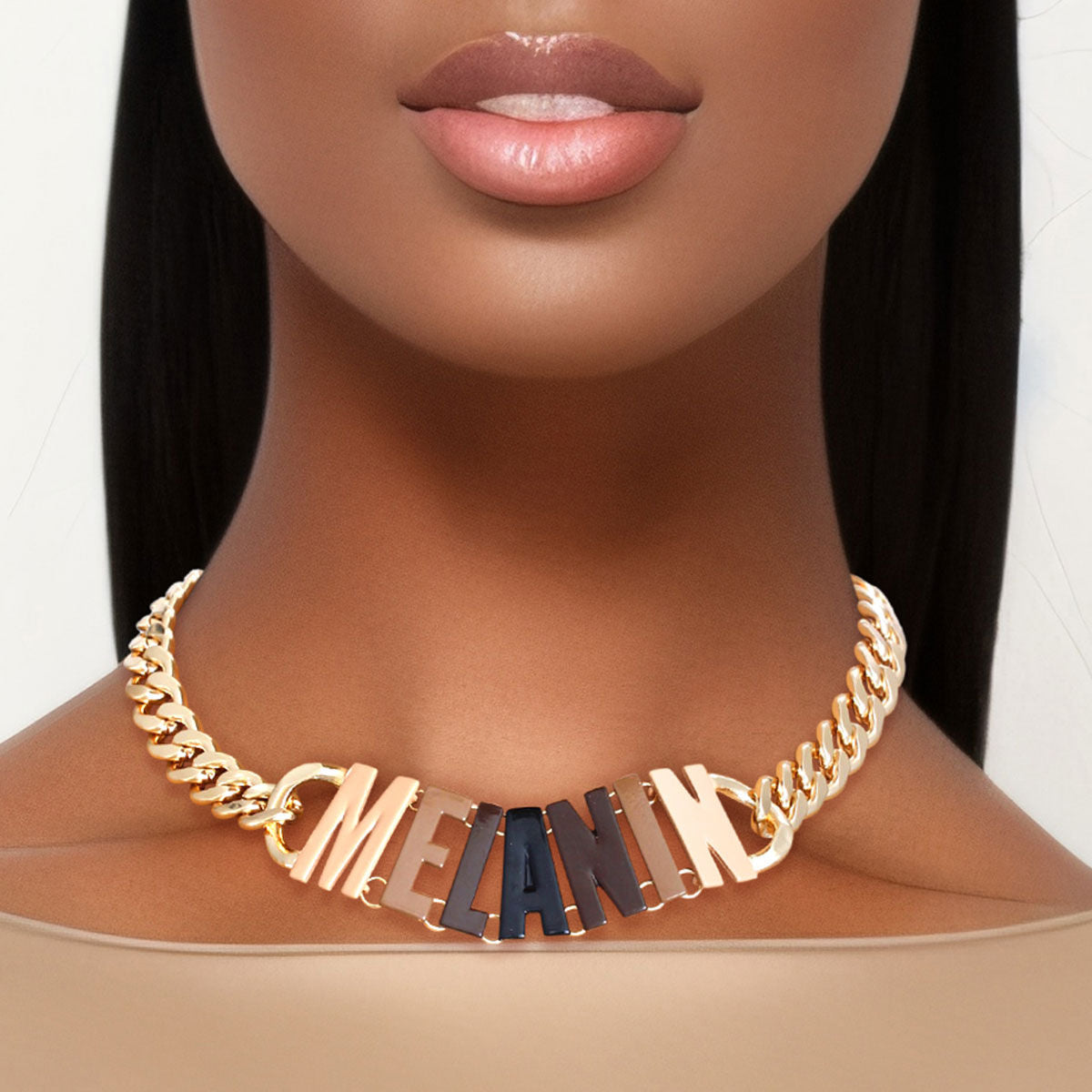 MELANIN Gold Chain Choker|16 + 2 inches - Premium Wholesale Jewelry from Pinktown - Just $17! Shop now at chiquestyles