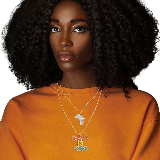Multi Color Double Chain BLACK IS KING Necklace|16 inches - Premium Wholesale Jewelry from Pinktown - Just $16! Shop now at chiquestyles