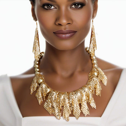 Gold Ball and Mesh Necklace|18 + 4 inches - Premium Wholesale Jewelry from Pinktown - Just $38! Shop now at chiquestyles