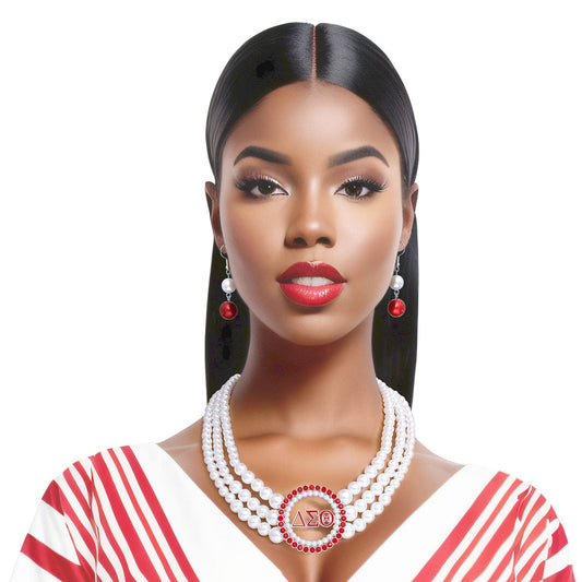 Pearl Necklace Red White Delta Soror Set - Premium Wholesale Jewelry from Pinktown - Just $19! Shop now at chiquestyles