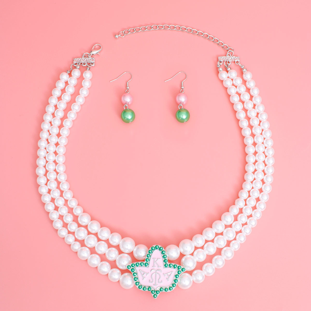 Pearl Necklace Pink Tea Rose AKA Set for Women - Premium Wholesale Jewelry from Pinktown - Just $19! Shop now at chiquestyles